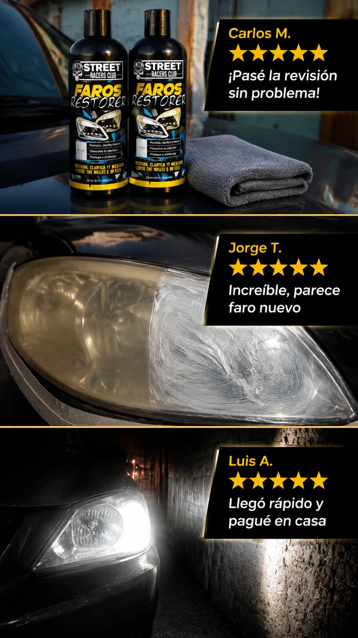 Restaurador de faros - prueba social